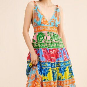 Farm Rio Mixed Lace Garden Midi Dress